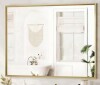 ACEGOSES 48 in. W x 36 in. H Modern Beveled Aluminum Frame Rectangular Wall Mirror, Brushed Gold New In Box $399
