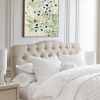 Rosevera Givanna Adjustable Height Headboard with Linen Upholstery and Button Tufting for Bedroom, King, Classic Beige New In Box $399