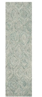 Safavieh Ikat IKT631 Hand Tufted Indoor Runner Rug- Ivory/Sea Blue - 2'3"x8', Ogee Pattern, Wool, Medium Pile / Thomasville Timeless Classic Runner Rug, 26" x 96" Assorted $299