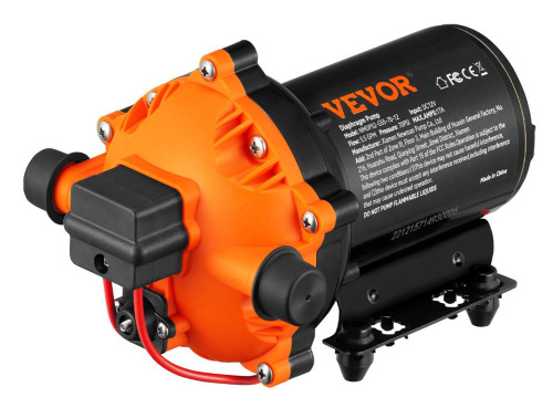 VEVOR Water Diaphragm Pump, 12V DC, 5.5 GPM Flow, 70 PSI Rated Pressure (40-100 PSI Adjustable), 1/2" MNPT Self Priming Sprayer Pump with Pressure Switch for RV Camper Marine Boat Lawn, FCC Certified New In Box $199