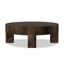 Four Hands Abaso Round Coffee Table 42" - Ebony Rustic Wormwood Oak New $2399