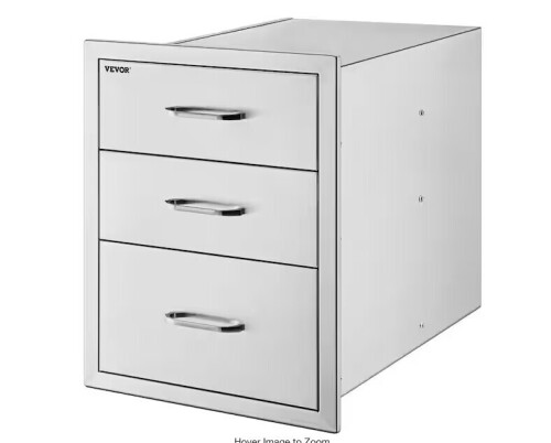 Vevor 18 in. W x 23.2 in. H x 23.1 in. D Outdoor Kitchen Stainless Steel Triple BBQ Access Drawers with Chrome Handle New in Box $399