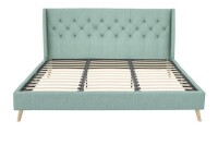 Novogratz Her Majesty Tufted Upholstered Bed Frame, King, Light Green Linen New In Box 2 Box $599