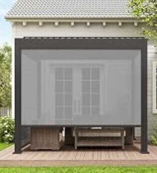 Unishades Retractable Pergola Sun Shade, for use on The Side of a 9.17'L x 7.75'H Pergola to Block out Light and Mosquitos New In Box $399