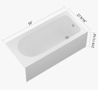Logmey Alcove Soaking Skirt Bathtub with Overflow and Drain LM-H-BT75R-59 $699