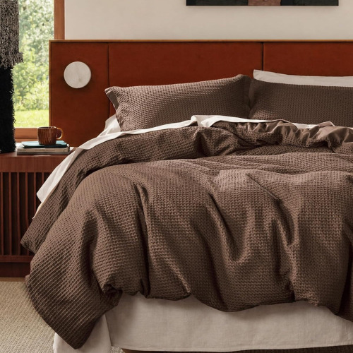 Bedsure 3-Piece Cotton Duvet Cover Queen - 100% Cotton Waffle Weave Chocolate Brown Beding Set for All Season New In Box $199