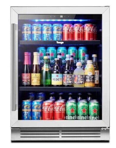 Yeego - Beverage Refrigerator, 180 Cans Beverage Cooler, 24 inch , 34-54 ?, Built-in Beverage Fridge, Glass Door, for Home - Stainless Steel New in Box $799