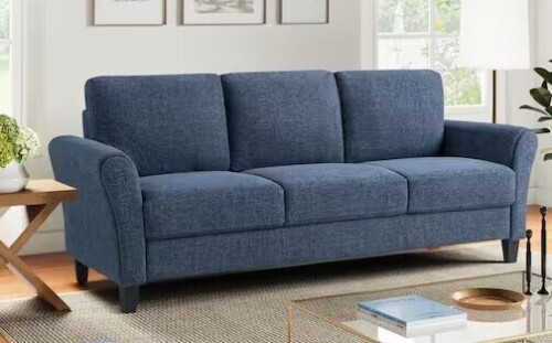 Lifestyle Solutions Wesley 80.3 in. Round Arm Polyester Rectangle 3-Seater Sofa in. Blue New in Box $699