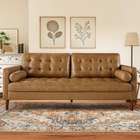 Latitude Run Amariyon 80" Genuine Leather Sofa, Brown, New in Box $1,099
