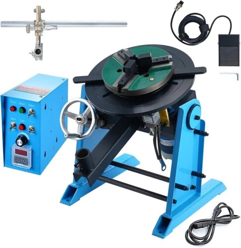VEVOR Rotary Welding Positioner 66LBS / 30KG, 0-90&deg; Welding Positioning Turntable Table 1-12RPM 80W, with 12.4 Inch 3-Jaw Lathe Chuck & Welding Torch Stand Holder for Cutting, Grinding, Assembly, New in Box $799