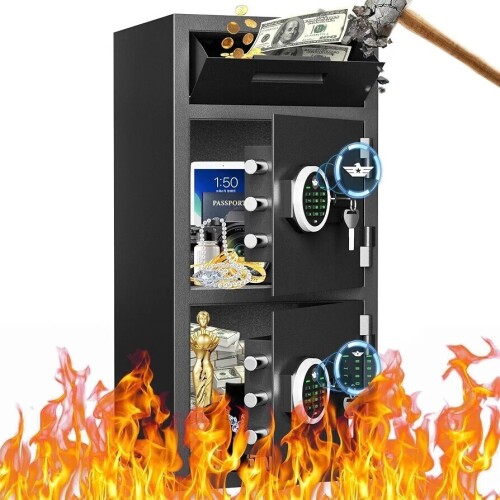 Vevor 6.5 Cub Extra Large Home Safe Fireproof Waterproof, Deposit Box with Drop Slot, Drop Safe for Business, Large Money Box with Key, Digital Backlit Keypad and Mute Mode for Home Office, New in Box $499