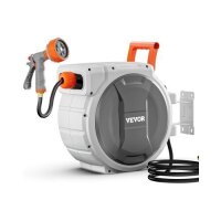 VEVOR Retractable Garden Hose Reel, 1/2 Inch x 145 ft Wall Mounted Hose Reel, Heavy Duty Garden Hose Reel with 9 Patterns Nozzle, Any Length Lock, Upgraded Slow Return System and 180&deg; Swivel Bracket, New in Box $299