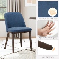 Colamy Blue Modern Upholstered Dining Chair with Ergonomic Curved Backrest, New in Box $299