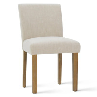 Lark Manor 18.5" Seat Height Linen Blend Upholstered Solid Wood Legs Dining Chair, Cream, New in Box $399
