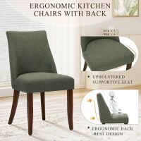 COLAMY Mid Century Modern Upholstered Kitchen Dining Chair with Back, Farmhouse Fabric Side Dining Room Chair with Wood Legs, Green $299