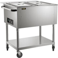 VEVOR Commercial Electric Food Warmer, 2-Pot Steam Table Food Warmer 0-100? w/ 2 Lockable Wheels, Professional Stainless Steel Material with ETL Certification for Catering and Restaurants, New in Box $599