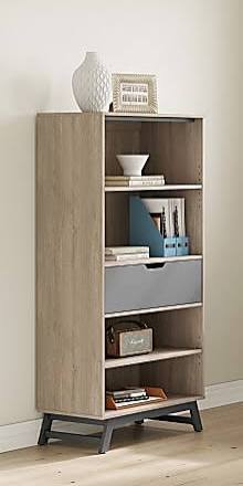 Realspace&reg; Nashira 61"H 4-Shelf Bookcase With Drawer, Light Oak/Gray New in Box $299