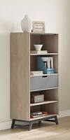 Realspace&reg; Nashira 61"H 4-Shelf Bookcase With Drawer, Light Oak/Gray New in Box $299