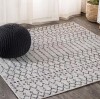 Jonathon Y Ourika Moroccan Geometric Textured Weave Light Gray/Black 9 ft. x 9 ft. Indoor/Outdoor Area Rug New $399