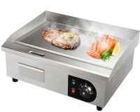VEVOR Commercial Electric Griddle, 21", 1600W Countertop Flat Top Grill, Stainless Steel Teppanyaki Grill with Non Stick Iron Cooking Plate, 122-572℉ Adjustable Temp Control 2 Shovels & Brushes, 110V New In Box $299