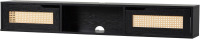 Walker Edison Destin Modern Rattan Flip-Down-Door Wall-Mounted Floating TV Stand for TVs up to 65 Inches, 58 Inch, Black New in Box $299