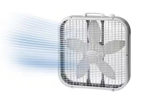 Lasko 20 in. 3 Speed Air Circulating Box Fan for Home in White with Save Smart Technology, 1820 CFM and Carry Handle On Working $79