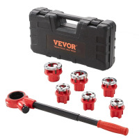 VEVOR Ratchet Pipe Threader Kit, 1/4" NPT - 1-1/4" NPT Manual Ratcheting Pipe Threader, Portable Pipe Threading Tool Set with 6PCS NPT Dies, Storage Case for Galvanized Aluminum Iron Copper Pipes New In Box $199
