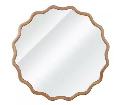 Amoura 24 in. W x 24 in. H round Framed Tilt Wall Bathroom Vanity Mirror in Natural New In Box $199
