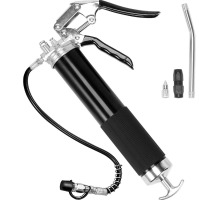 VEVOR Pistol Grip Grease Gun, 6000 PSI, 14 OZ / 400 CC Capacity Heavy Duty Professional Grease Gun, with 17.72 Inch Flexible Hose 1 Black Flat Coupler, 1 Pointed Coupler, and 1 Bent Metal Pipe New In Box $79