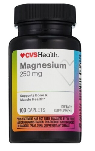 CVS HEalth Magnesium 250mg, 100 Caplets New Best by 8/2027