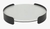 Brayden Studio&reg; Cole And Grey Marble Round Living Room Decor Tray With Black Metal Frame New In Box $199