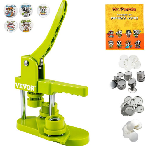 VEVOR Button Maker Machine, Installation-Free Badge Punch Press Kit, 25mm (1 inch) Pin Maker, Button Making Supplies with 500pcs Button Parts & Circle Cutter & Magic Book New In Box $199