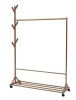 Living and Home Brown Bamboo Garment Rack with Wheels and Bottom Shelf $199