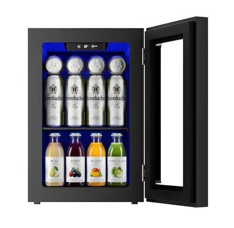SIMZLIFE - 6 Bottles & 24 Cans Mini Beverage & Wine Refrigerator-Portable Wine Cooler with Glass Door, Mini Fridge for Home/Office - Black New In Box $299