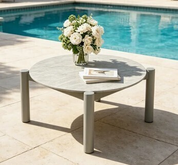 Latitude Run&reg; 27.6" Outdoor Round Aluminum Coffee Table New In Box $299