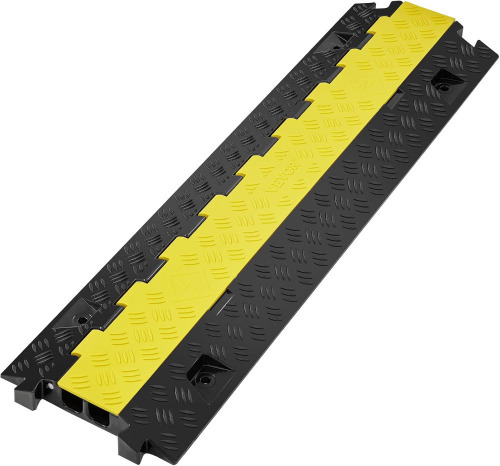 VEVOR Cable Protector Ramp, 2 Channel, 22000 lbs/axle Capacity Heavy Duty TPU Wire Cord Cover Ramp Hose Protector Driveway, Traffic Speed Bump w/TPR Flip-Open Top Cover, for Indoor & Outdoor New $99