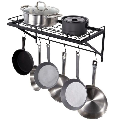 VEVOR Pot Rack Wall Mounted, 24 inch Pot and Pan Hanging Rack, Pot and Pan Hanger with 12 S Hooks, 55 lbs Loading Weight, Ideal for Pans, Utensils, Cookware in Kitchen New In Box $89