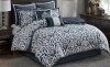 Madison Park King Eliot 8pc Jacquard Comforter Set - Navy, Polyester, Medallion Pattern, Machine Washable New In Box $299
