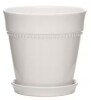 Southern Patio 7.9 in. Ravanaey Small Glossy White Ceramic Planter (7.9 in. D x 7.9 in. H) With Drainage Hole and attached saucer New $79