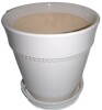 Southern Patio 7.9 in. Ravanaey Small Glossy White Ceramic Planter (7.9 in. D x 7.9 in. H) With Drainage Hole and attached saucer New $79 - 2