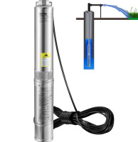 VEVOR Deep Well Submersible Pump, 1HP 115V/60Hz, 37gpm Flow 207ft Head, with 33ft Electric Cord, 4" Stainless Steel Water Pump for Industrial, Irrigation&Home Use, IP68 Waterproof Grade New In Box $299