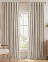 Latitude Run&reg; 100% Blackout Curtains Linen Textured Thermal Insulated Drapes for Bedroom Living Room (52" x 84", Pair) New $89