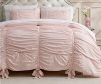 Bedsure Pink Comforter Set-Gathered Bow Full Size 3-Piece $199