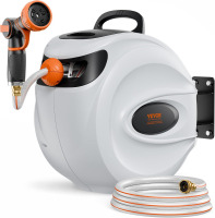 VEVOR Retractable Hose Reel 100 ft x 1/2 inch Garden Water Hose Reel Gray New In Box $199