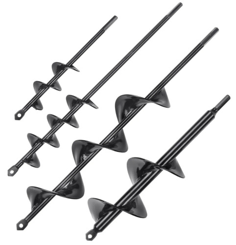 VEVOR Auger Drill Bits for Planting Set of 4, Garden Auger Drill Bit, Spiral Drill Bit for Post Hole Digger, Bulbs Planting & Holes Digging, for 3/8" Hex Drive Drill New In Box $79