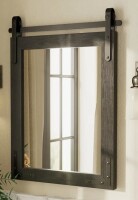 Latitude Run&reg; Amara Rustic Farmhouse Solid Wood Framed Tempered Glass Wall Mirror, 40" x 26" New In Box $299