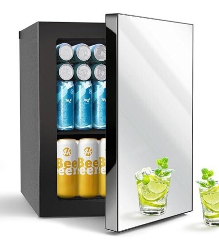 DollarDash 24Can/0.9Cu.Ft Mini Fridge with Mirror, 7 Temp Control Compact Small refrigerator with Removable Shelf, Personal Cooler for Bedroom, Dorm, Office and Beverage Beauty Storage New In Box $99