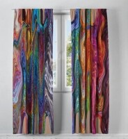 Folk N Funky Semi Sheer Curtains (Pair), 52" x 63" New $99