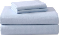 Laura Ashley Home - 4-Piece Queen Sheet Set, Cotton Flannel Bedding Set, Brushed for Extra Softness & Comfort (Blue, Queen) New In Box $79