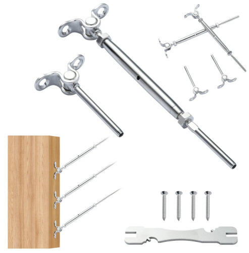 VEVOR T316 Stainless Steel Adjustable Angle 1/8" Cable Railing Kit/Hardware for Wood Post, Marine Grade for 1/8"Wire Rope, 0-180-Degree Angle & Easy Installation, Silver (30 Pack) New in Box $199